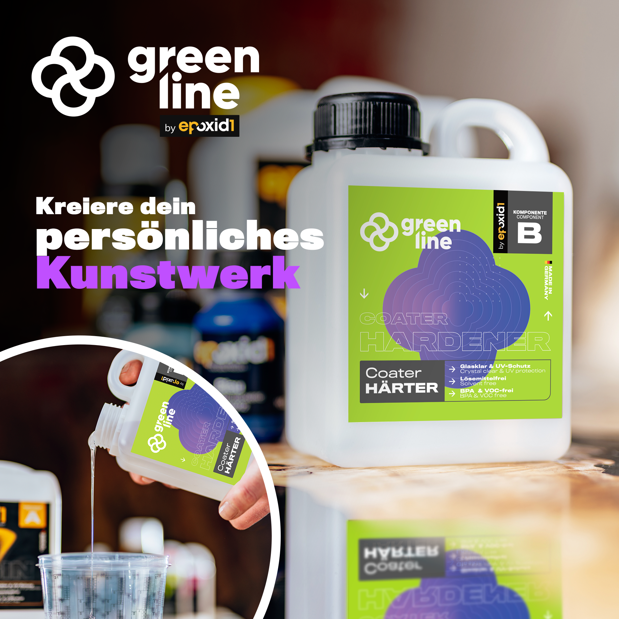 epoxid1 Coater Green Line – kreiere dein persönliches Kunstwerk mit Bio-Based Epoxidharz