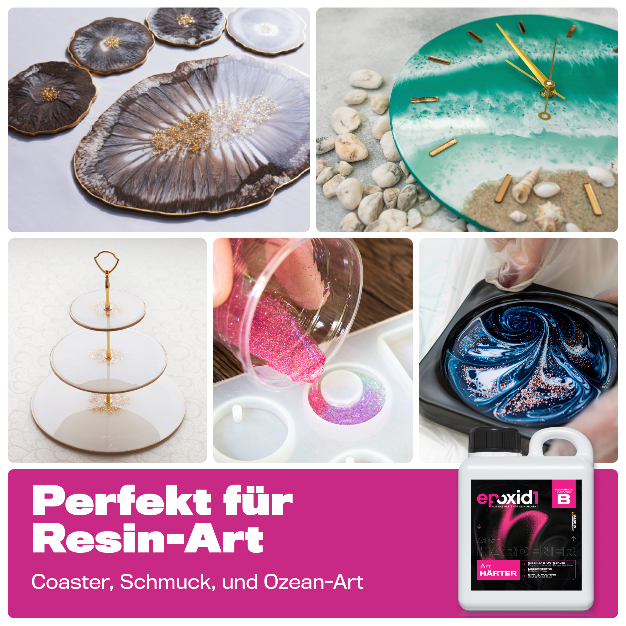 epoxid1 Art Epoxidharz – Perfekt für Resin-Art: Coaster, Schmuck und Ozean-Art aus kristallklarem Epoxydharz