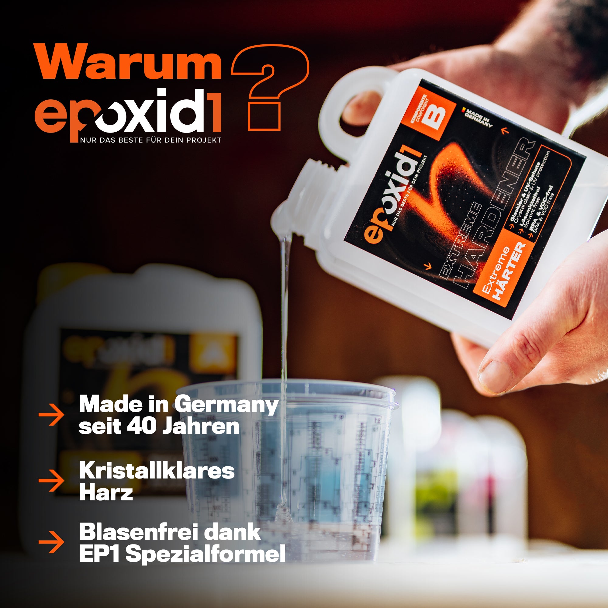 Warum epoxid1 Extreme Epoxidharz – Made in Germany seit 40 Jahren, kristallklares Harz, blasenfrei dank EP1-Spezialformel