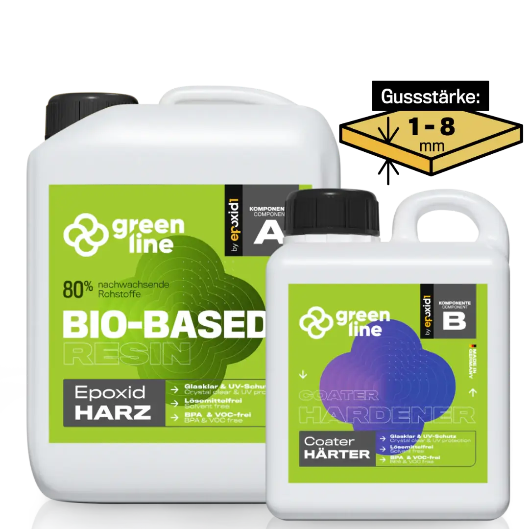 epoxid1 Coater Green Line Bio-Based Epoxidharz Komponente A und B – Gusstärke 1-8mm