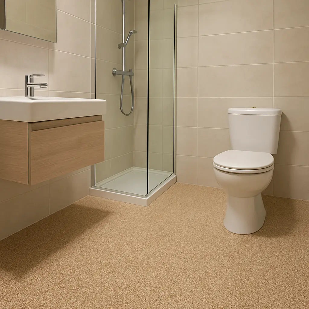 Badezimmer mit Steinteppich Boden Badezimmer mit Steinteppich Boden