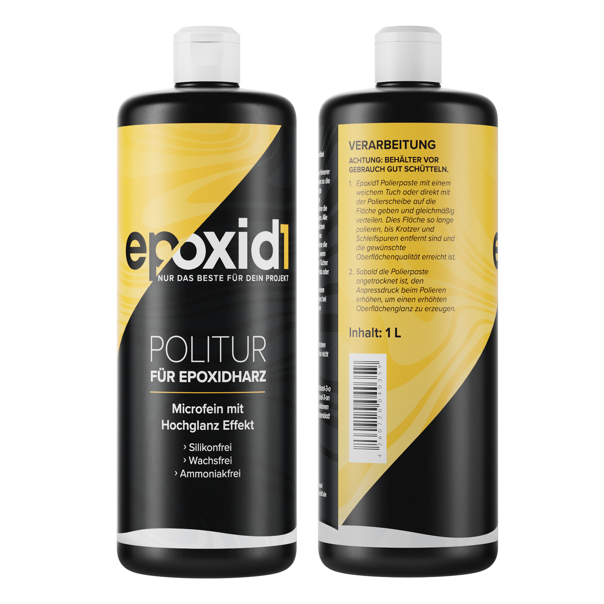 epoxid1 Polierpaste für Epoxidharz 1 Liter – Microfein mit Hochglanz Effekt, silikonfrei, wachsfrei, ammoniakfrei