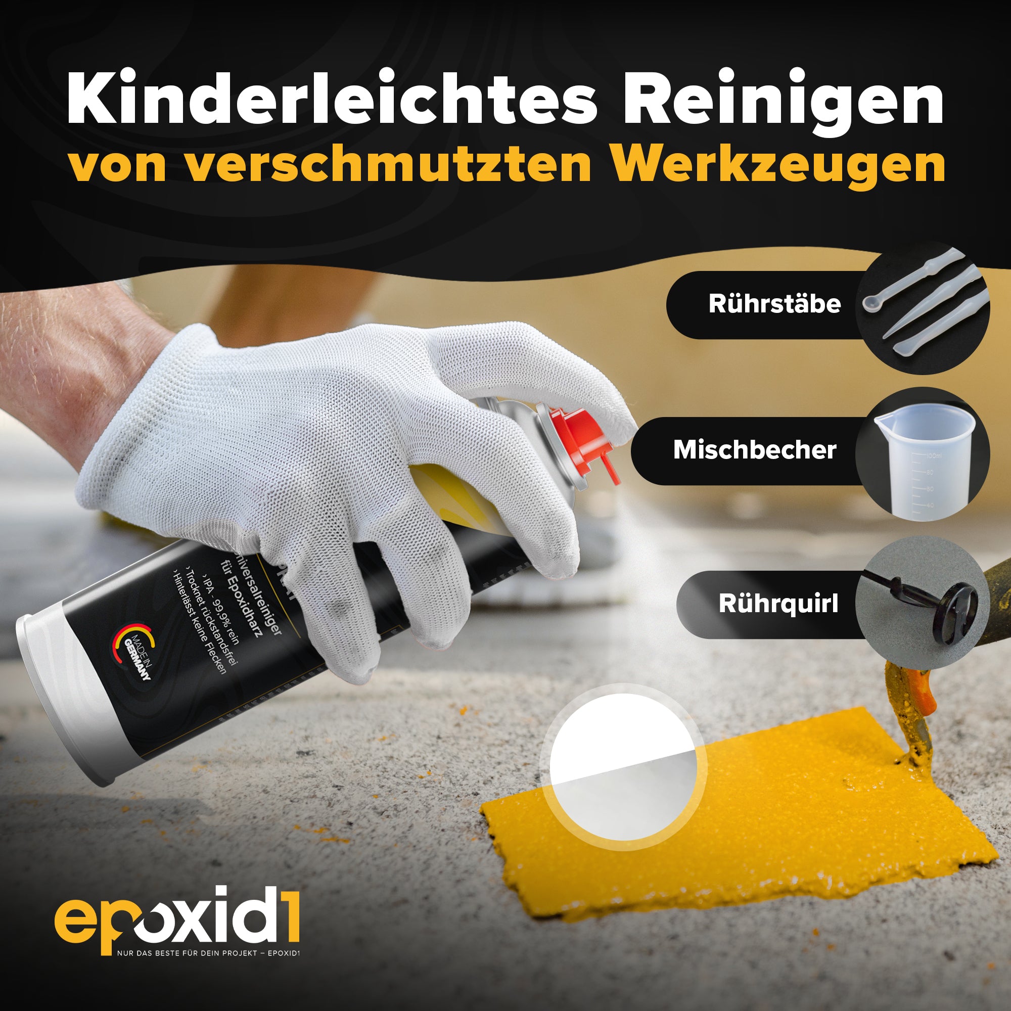 Kinderleichtes Reinigen von verschmutzten Werkzeugen