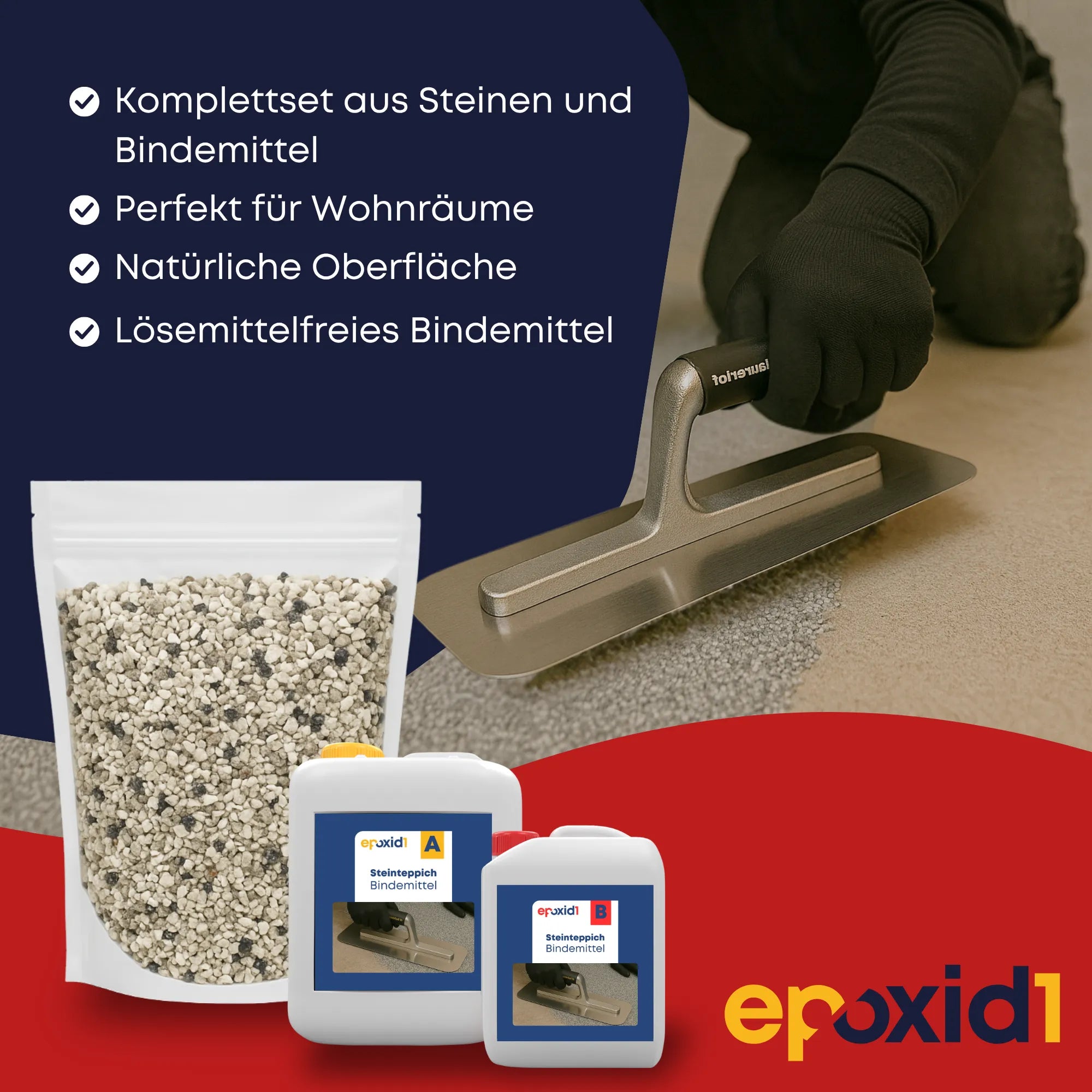 epoxid1 Steinteppich ideal für Wohnräume dank Lösemittelfreiem Bindemittel