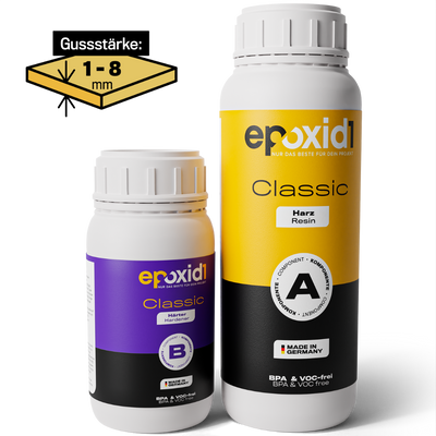 epoxid1 Classic Epoxidharz mit Härter für 1mm bis 8mm Güsse