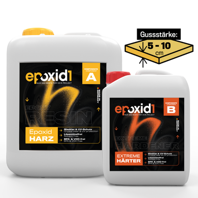 epoxid1 Extreme Epoxidharz mit Härter für 5cm bis 10cm Güsse