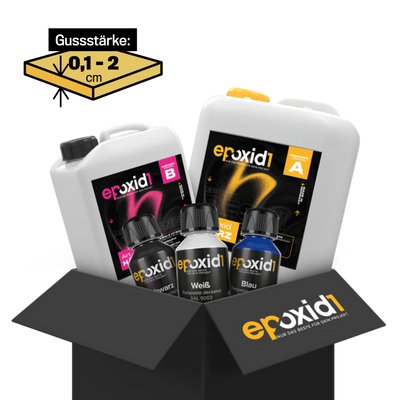 epoxid1 Art Epoxidharz mit Härter Set inklusive drei Farben