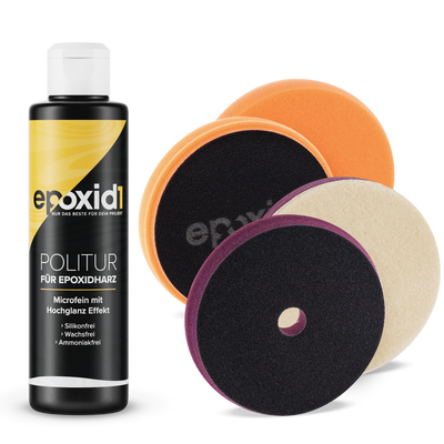 epoxid1 Politur Set aus Polierpaste, Polierpad und Polierschwamm